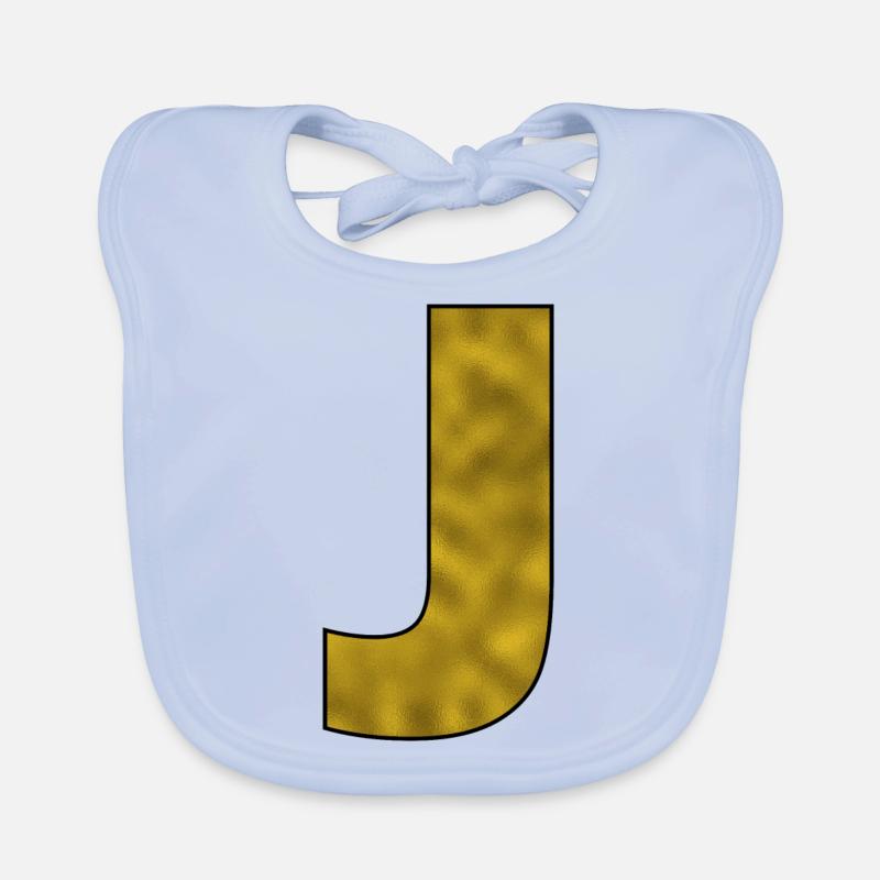 Letter J Gold Organic Baby Bibs