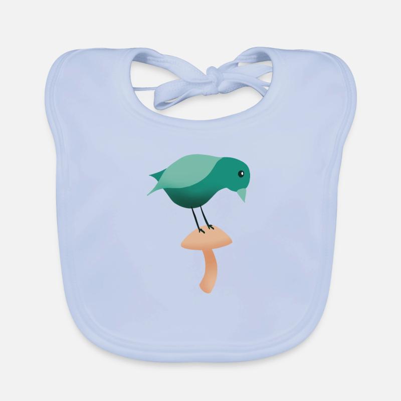 Un oiseau sur un champignon Bavoir bio Bébé