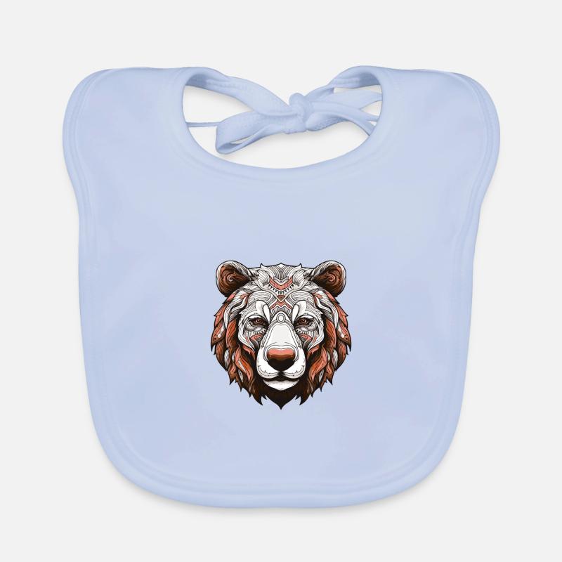 Polar Bear Portrait Colorful Polar Bear Organic Baby Bibs