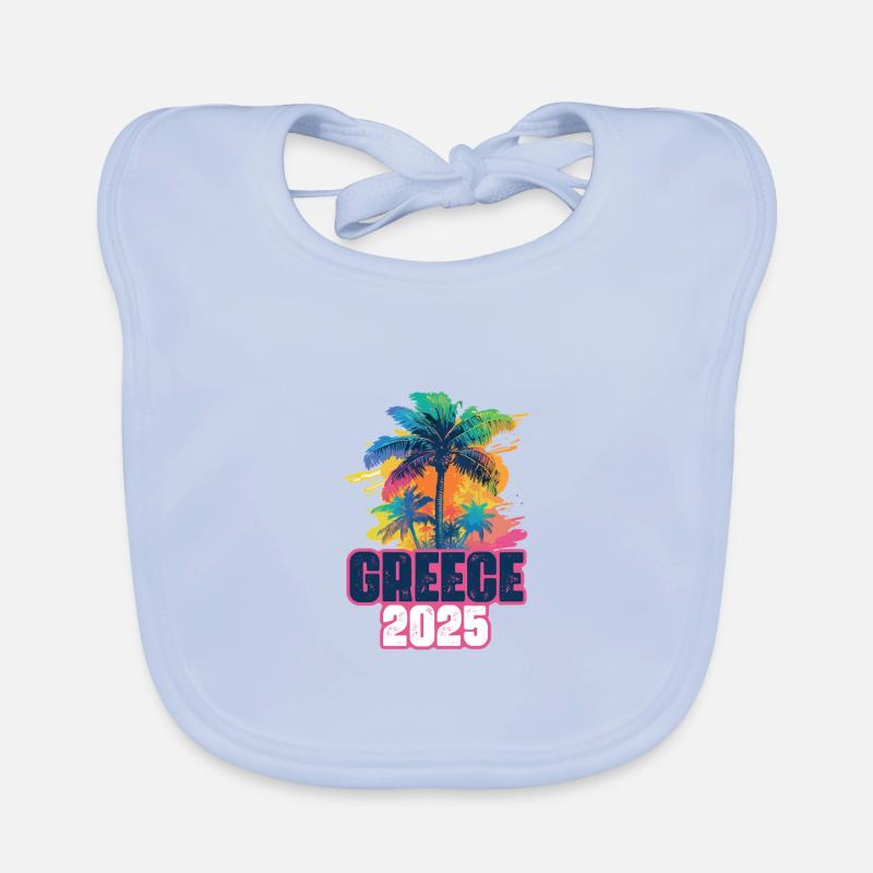 Greece 2025 Holiday Palm Trees Organic Baby Bibs