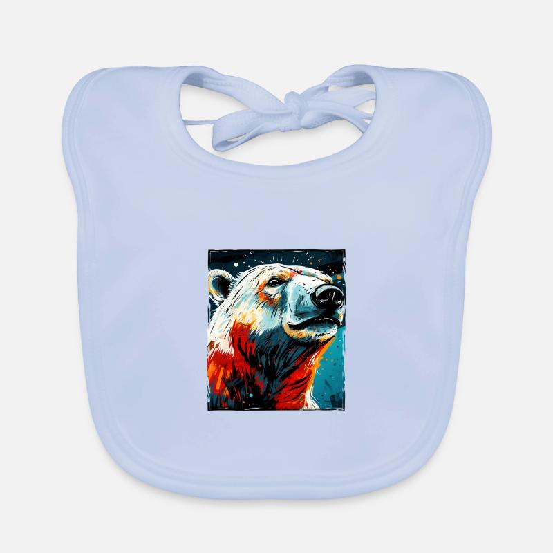 Polar Bear Portrait Polar Bear Organic Baby Bibs