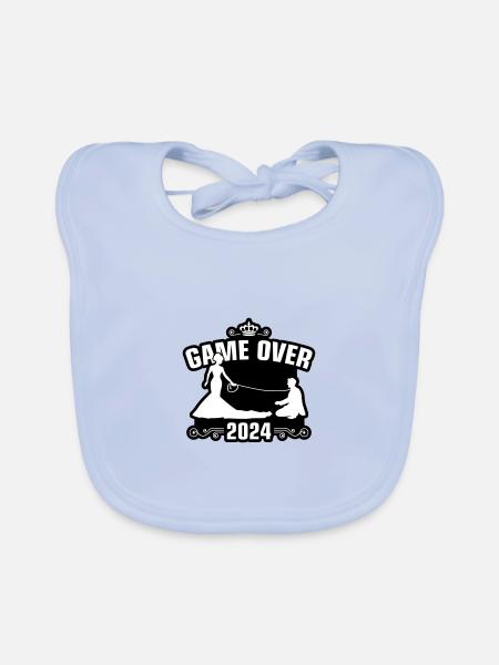 Game Over 2024 Hochzeit - Baby Bio-Lätzchen - sky Blue - Vorne