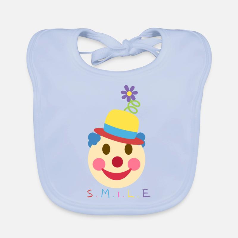 S M I L E - Organic Baby Bibs - sky blue