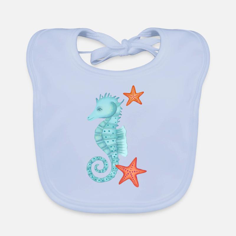 Seepferdchen mit Seesternen Baby Bio-Lätzchen