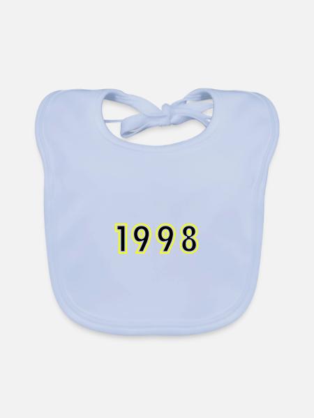 1998 Année Anniversaire - Bavoir bio Bébé - bleu ciel - Devant
