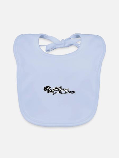 Groom Team Wedding Bachelor Party - Organic Baby Bibs - sky blue - Front