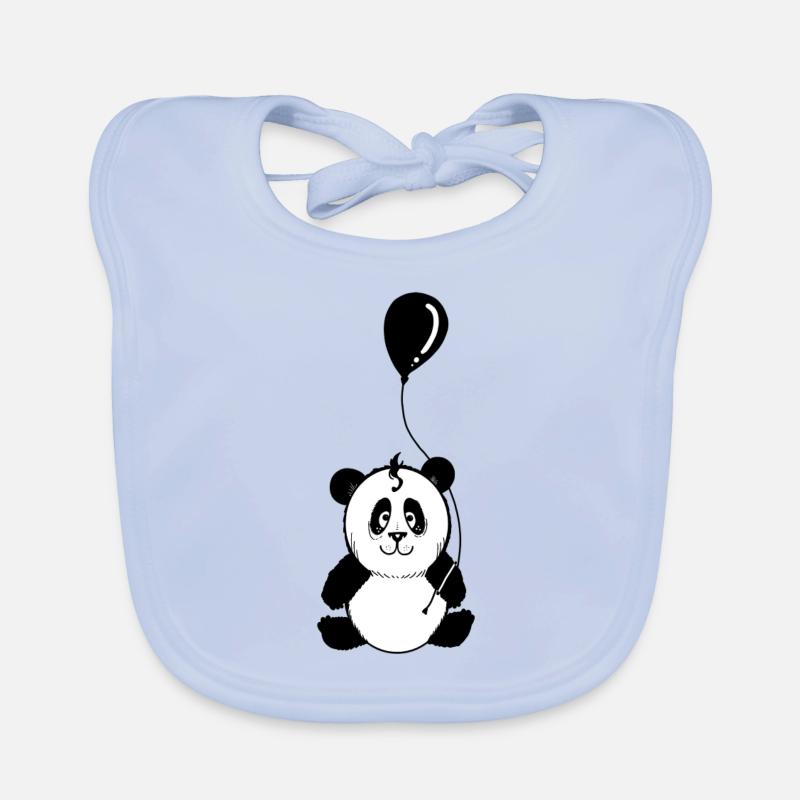 Panda mit schwarzem Luftballon Baby Bio-Lätzchen