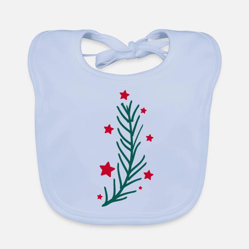 Feuille de houx de Noël avec des étoiles Bavoir bio Bébé