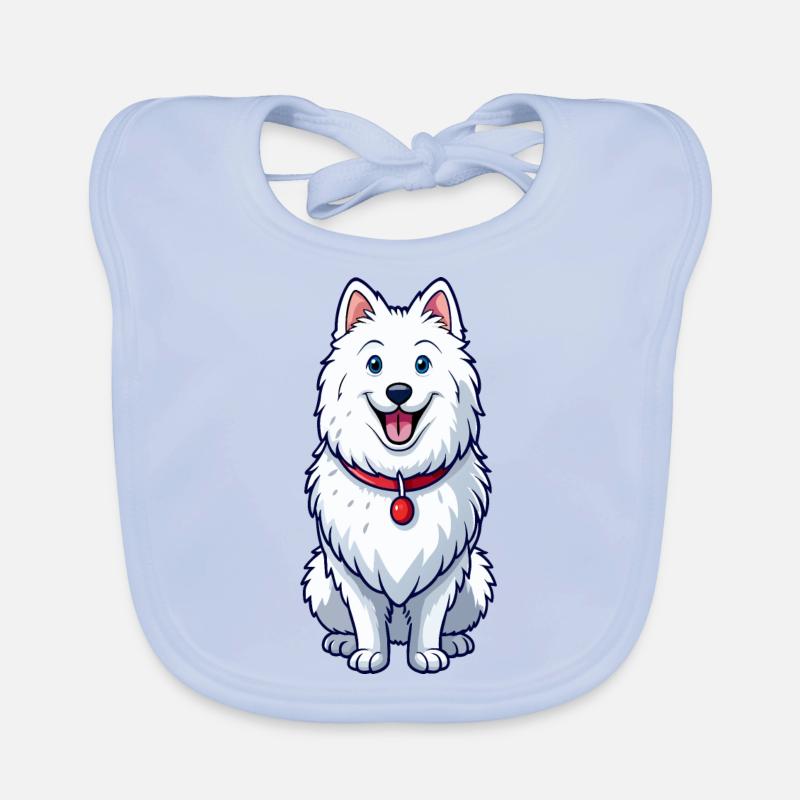 Happy Grinning Samoyed Organic Baby Bibs