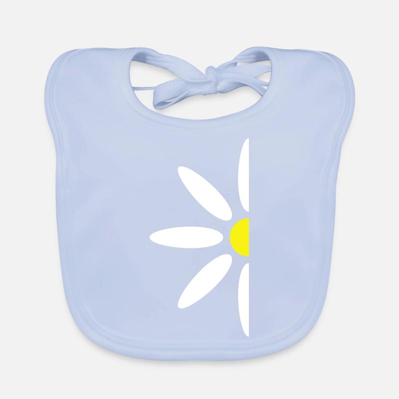 Small Daisy Half Flower White Decorative Beautiful Organic Baby Bibs