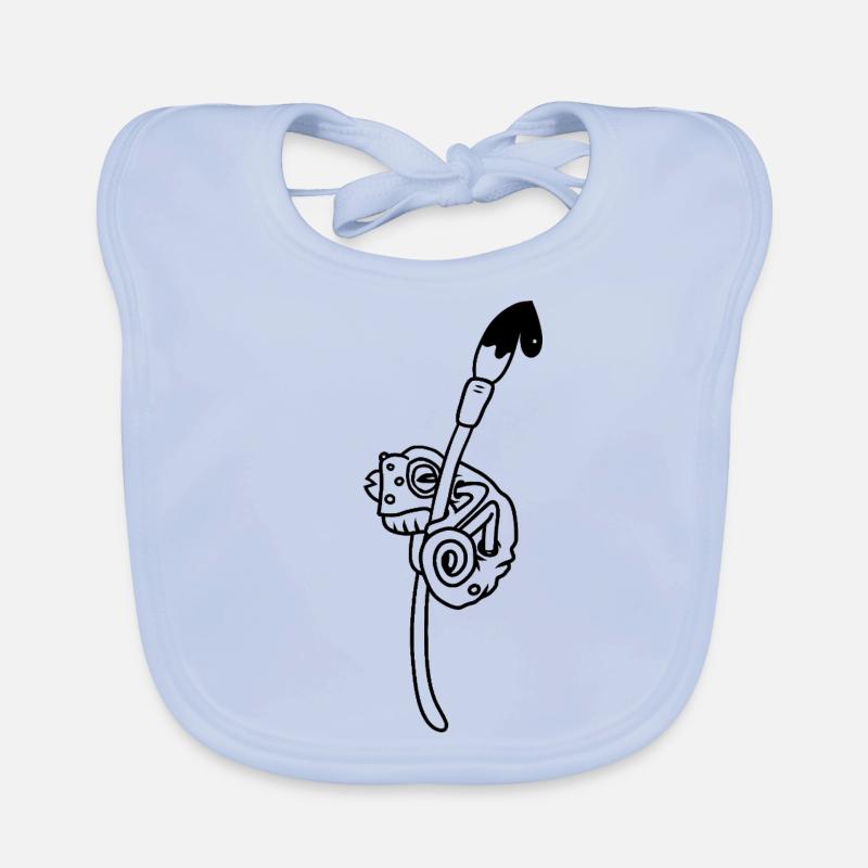 Caméléon - Bavoir bio Bébé - bleu ciel