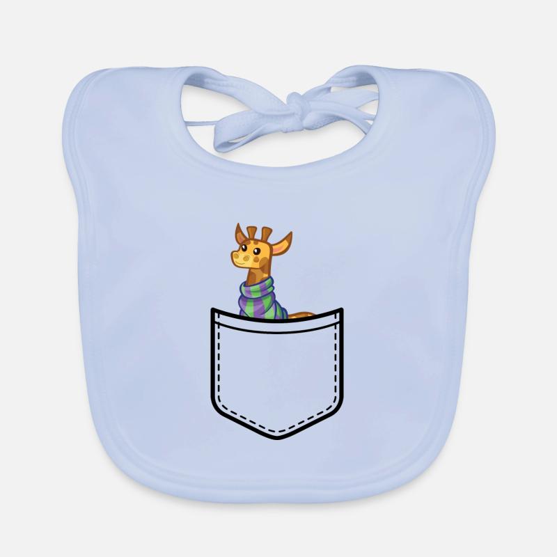Animal de poche - Girafe joyeuse avec écharpe colorée Bavoir bio Bébé