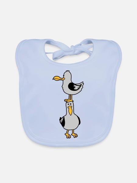 Seagulls Team 2 Friends - Organic Baby Bibs - sky blue - Front
