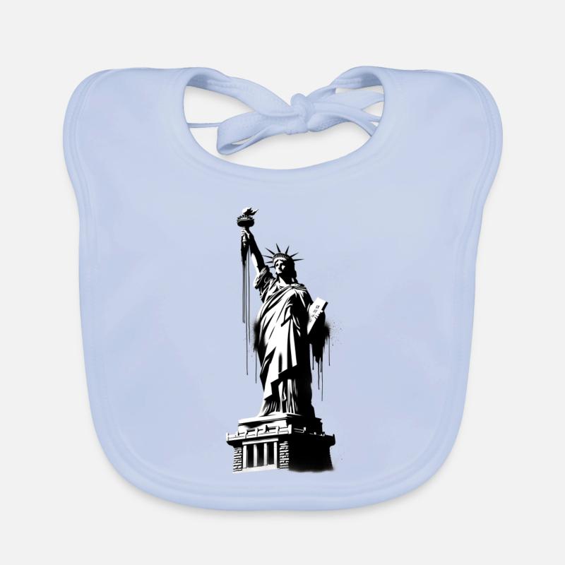 Statue de la Liberté | Statue de la Liberté de New York - Bavoir bio Bébé - bleu ciel