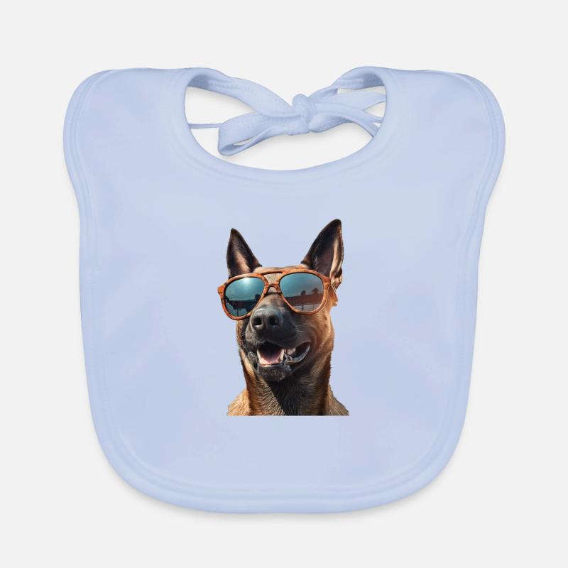 Malinois Cool - Malinois Hund - Baby Bio-Lätzchen - sky Blue