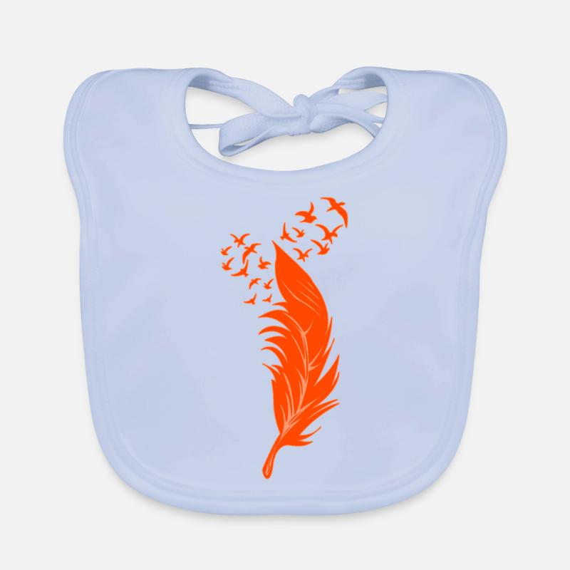 Feather and orange birds Organic Baby Bibs