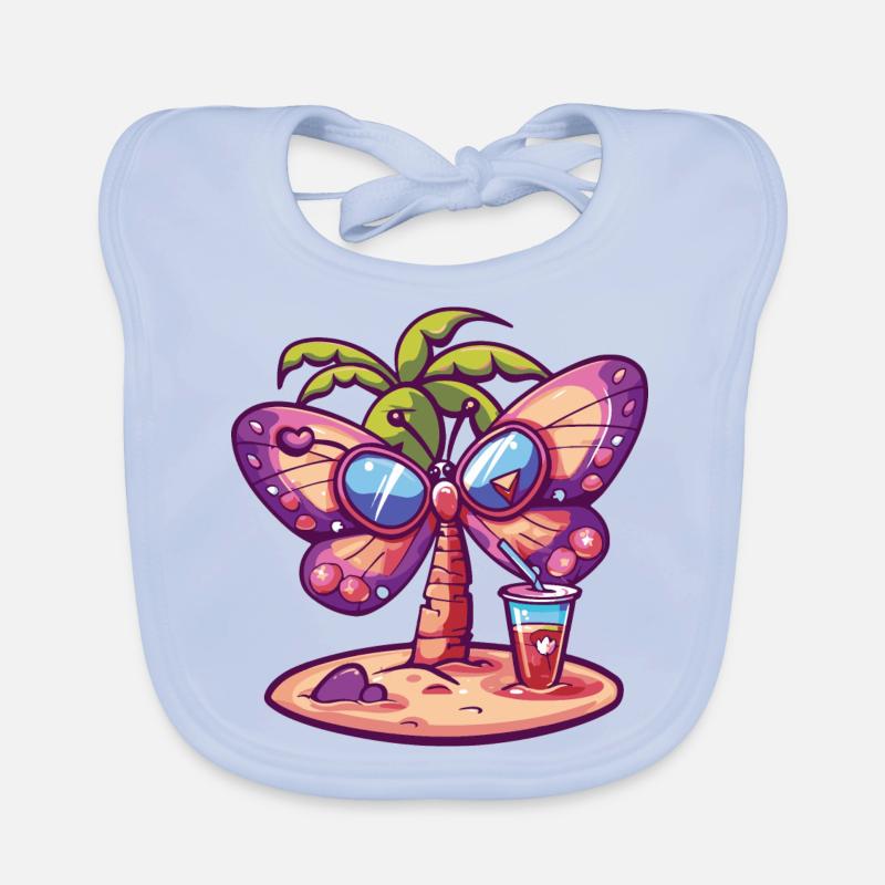 Papillon Été Plage Bande Dessinée Bavoir bio Bébé