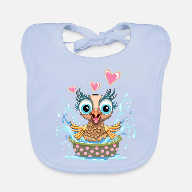 Bird in its bath Organic Baby Bibs