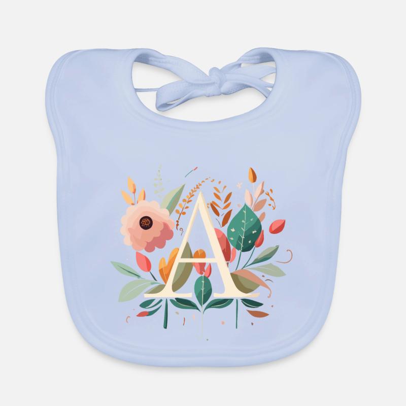 A Typografie mit Blumen Baby Bio-Lätzchen