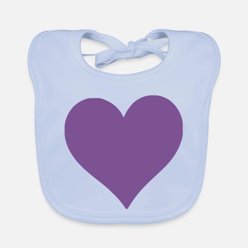 violettes Herz 2 Herzen violett Herzmuster Baby Bio-Lätzchen