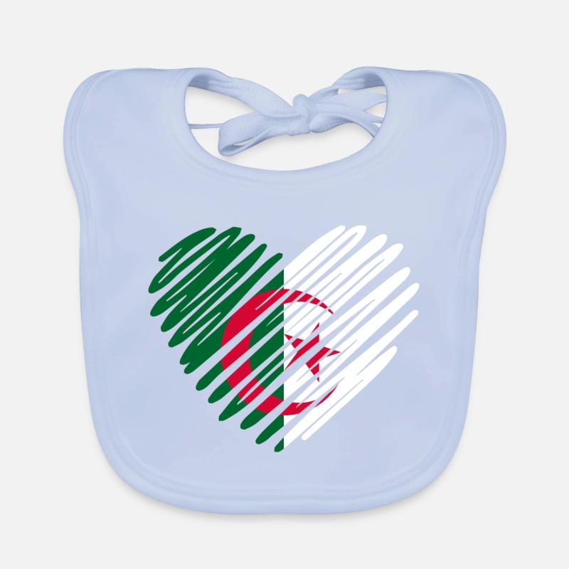 Drapeau de l’Algérie Coeur Design Bavoir bio Bébé