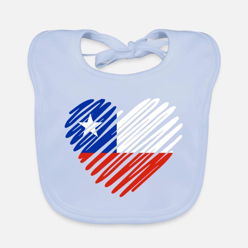 Drapeau du Chili Coeur Bavoir bio Bébé