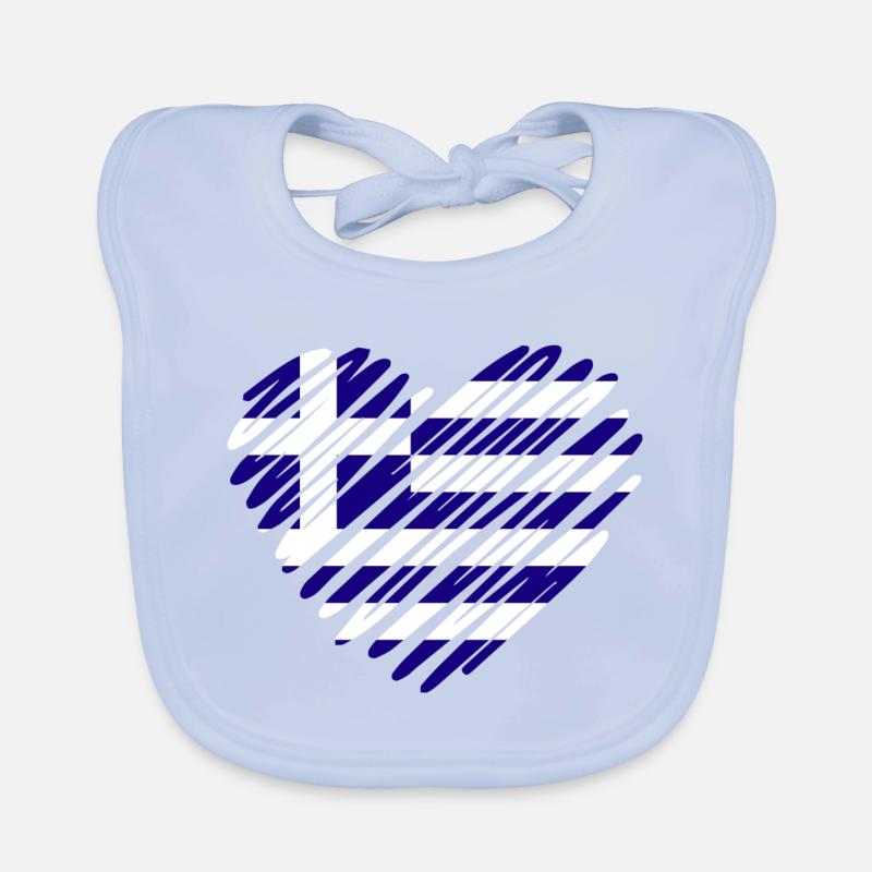 Conception du drapeau grec en forme de coeur Bavoir bio Bébé