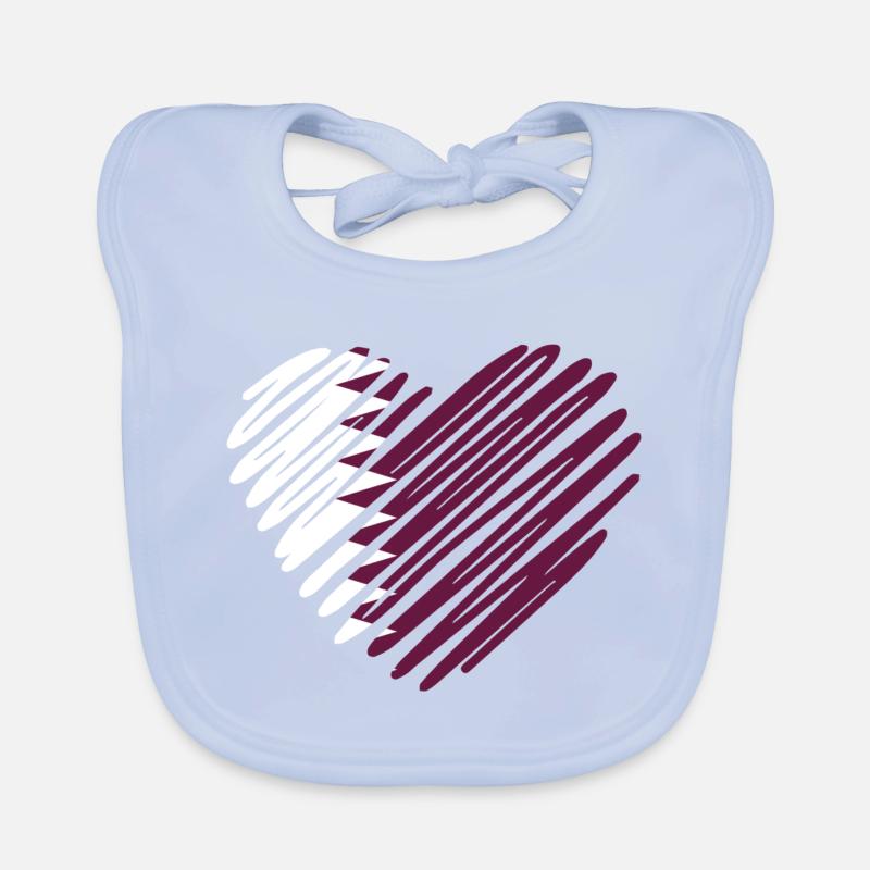 Drapeau du Qatar en forme de cœur - Proud Qatari Design Bavoir bio Bébé