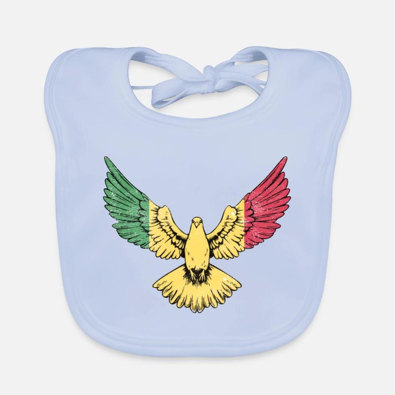 Colombe du Mali - Solidaire du Mali - Bavoir bio Bébé - bleu ciel