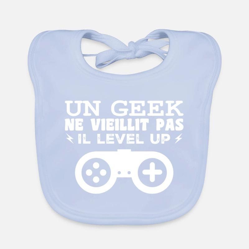 A geek doesn't get old... Il level up Organic Baby Bibs