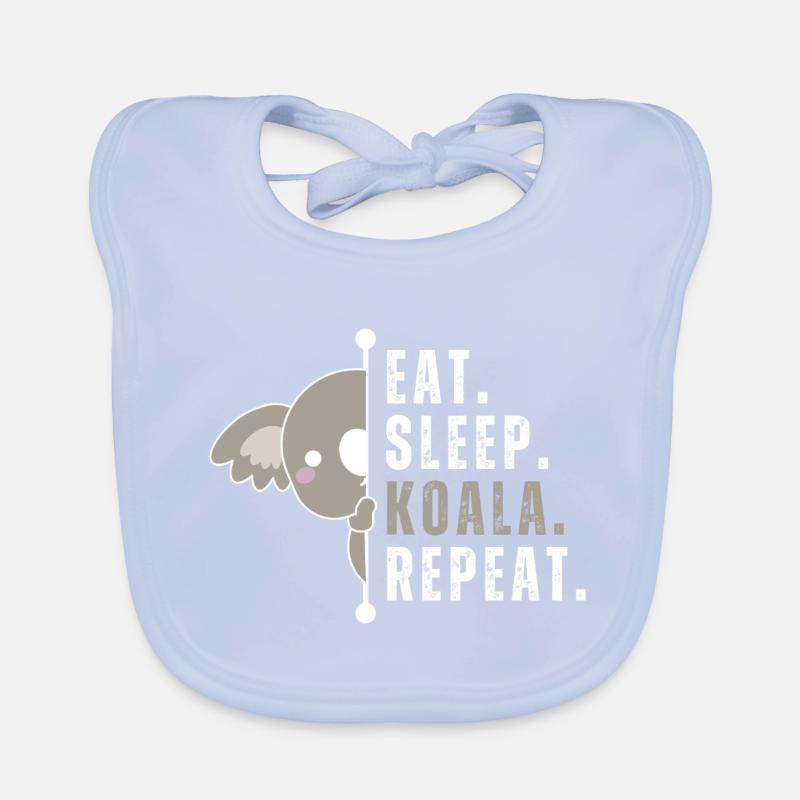 Eat Sleep Koala Repead White Organic Baby Bibs