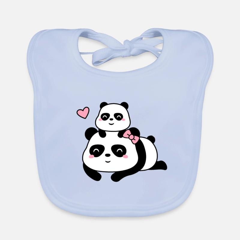 Cute Panda Mum and Baby Cub Organic Baby Bibs