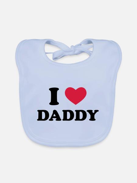I Love Daddy - Organic Baby Bibs - sky blue - Front