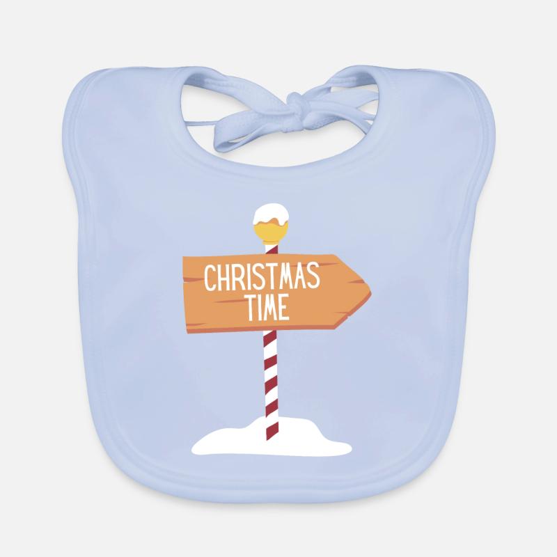 Christmas Time - way sign Organic Baby Bibs
