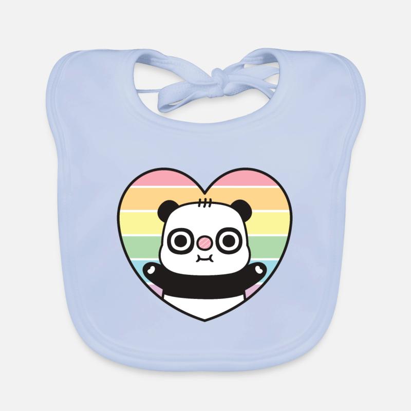Mignon Panda Rainbow Heart Bavoir bio Bébé