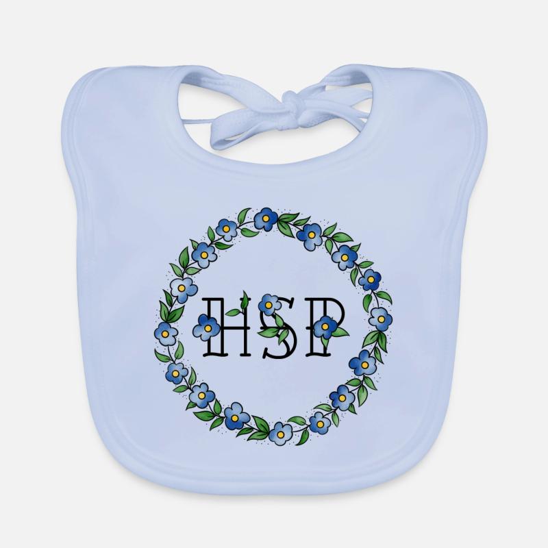 HSP - highly sensitive person forget-me-not frame Organic Baby Bibs