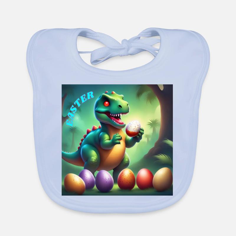 Adorable Dinosaur Red Eyes Easter Organic Baby Bibs