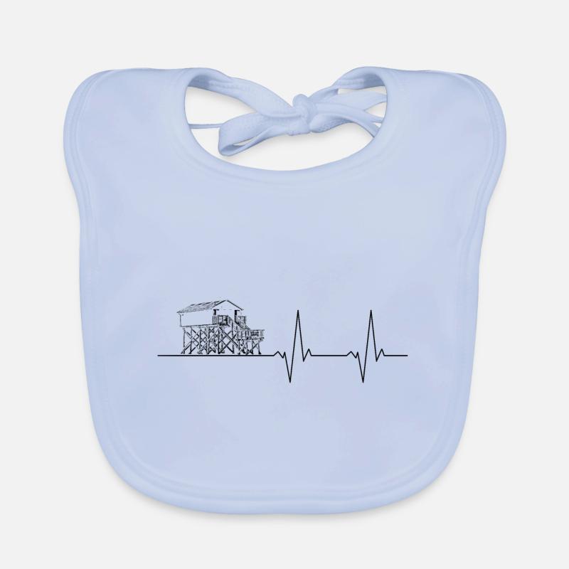 Construction de pieux de ligne d'impulsion sans texte noir Bavoir bio Bébé