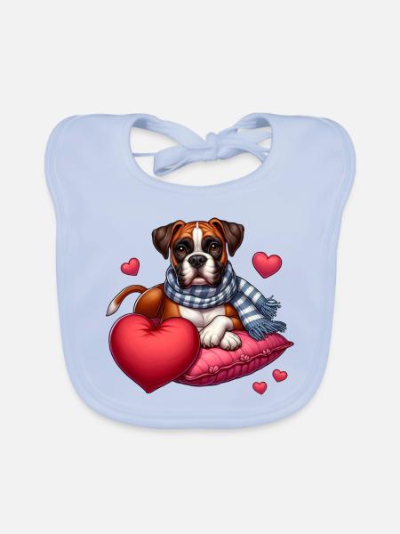 Boxerd Dog - Organic Baby Bibs - sky blue - Front