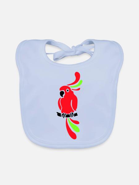 perroquet - Bavoir bio Bébé - bleu ciel