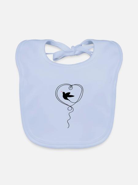Hummingbird Heart - Organic Baby Bibs - sky blue - Front