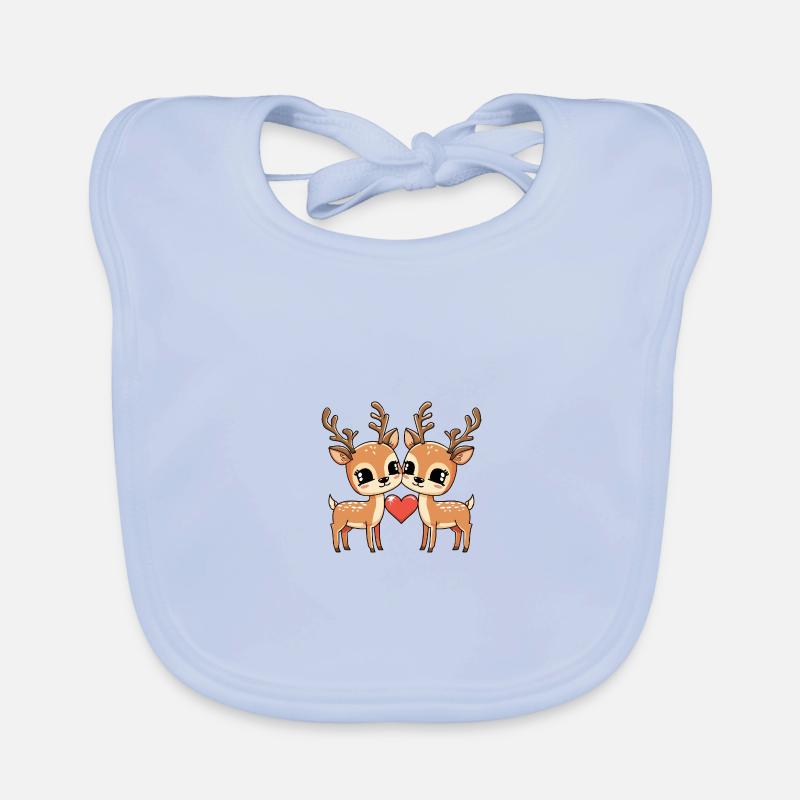 Couple de cerfs Saint-Valentin Bavoir bio Bébé