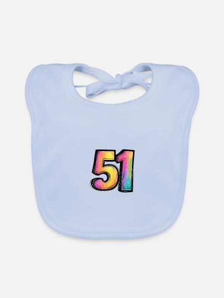 51 Zahl Symbol - Baby Bio-Lätzchen - sky Blue - Vorne