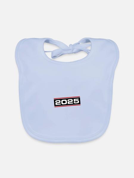 2025 year - Organic Baby Bibs - sky blue - Front