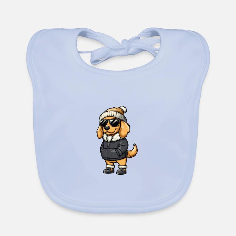 Golden Retriever Hund Winter Comic Lustig Baby Bio-Lätzchen