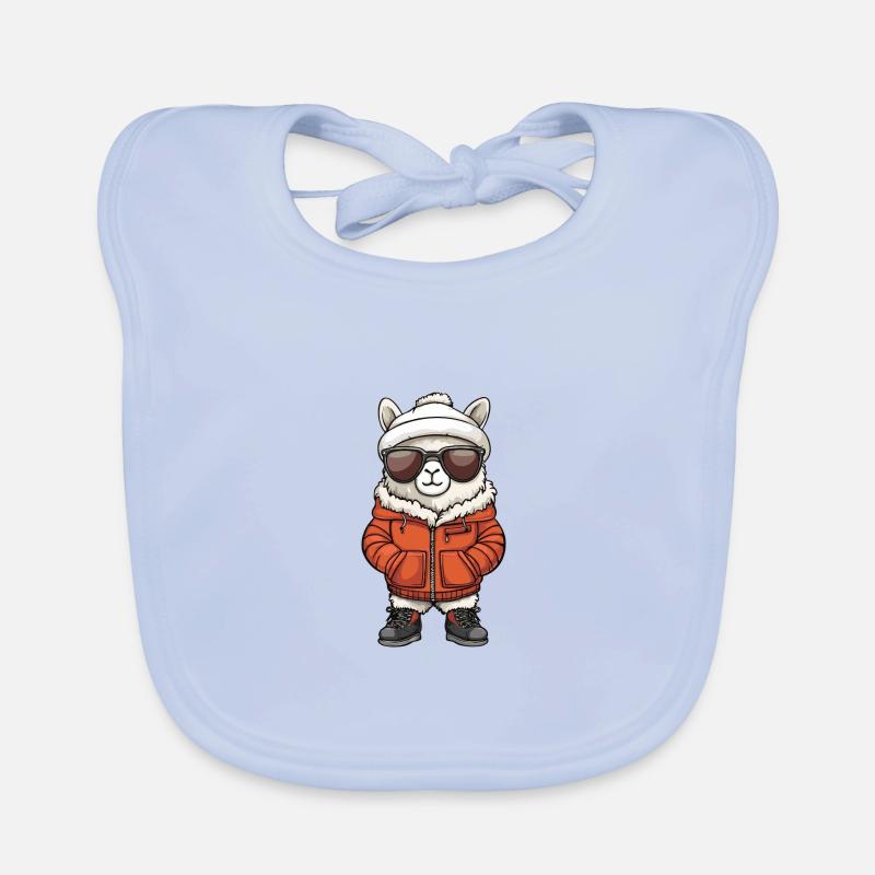Alpaca Llama Winter Comic Organic Baby Bibs