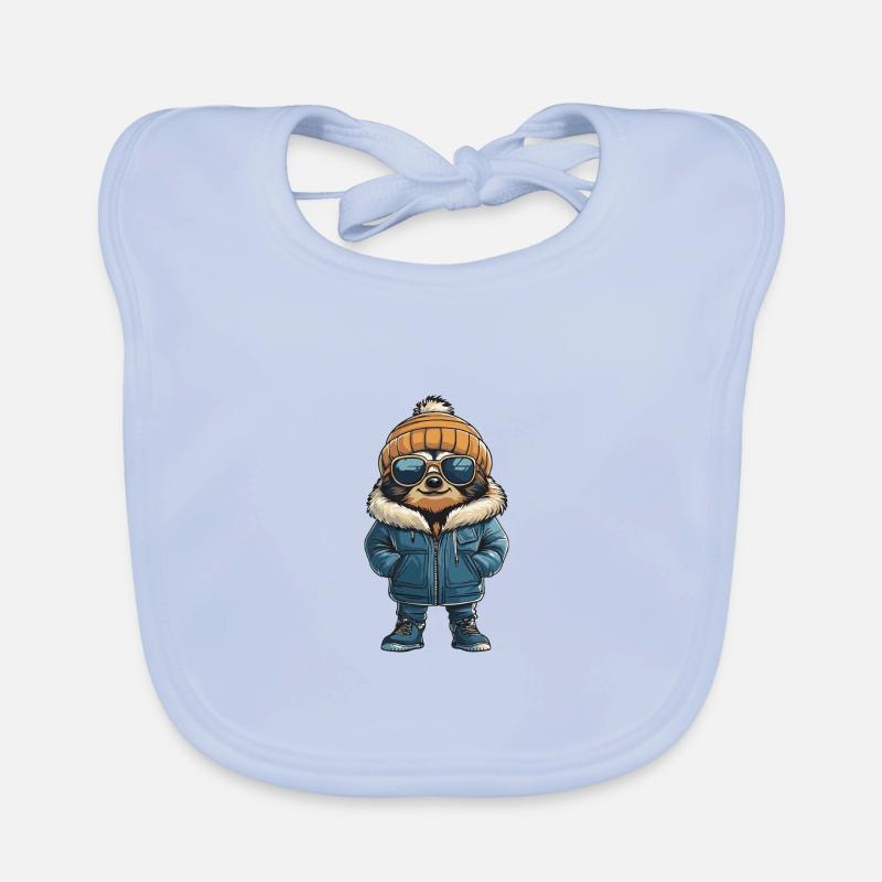 Faultier Winter Comic - Baby Bio-Lätzchen - sky Blue