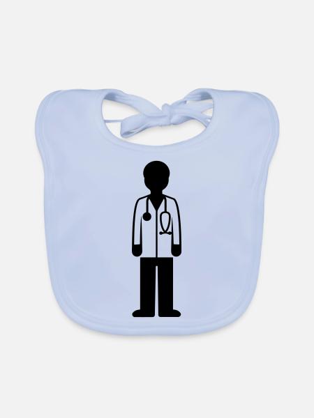 Doctor Doctor - Organic Baby Bibs - sky blue - Front