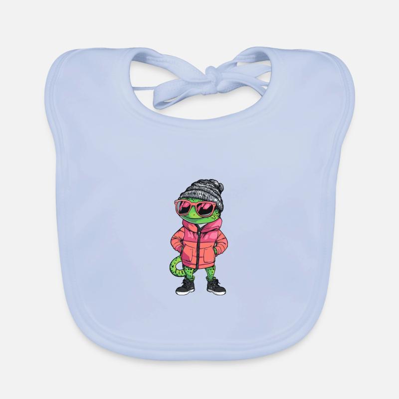 Lizard Winter Comic Organic Baby Bibs