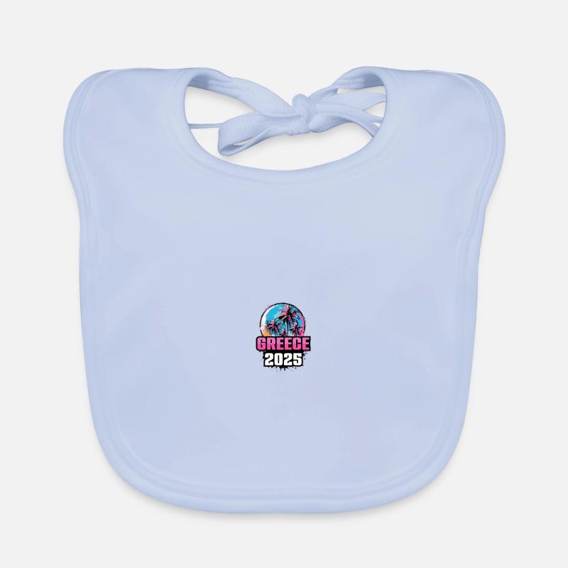 Greece 2025 Palm Trees Organic Baby Bibs